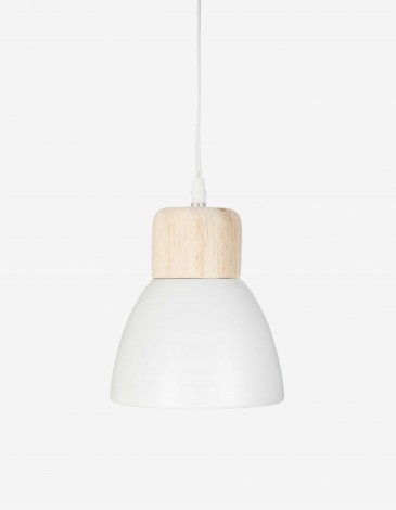 LÁMPARA COLGANTE DESY METAL Y MADERA BLANCA