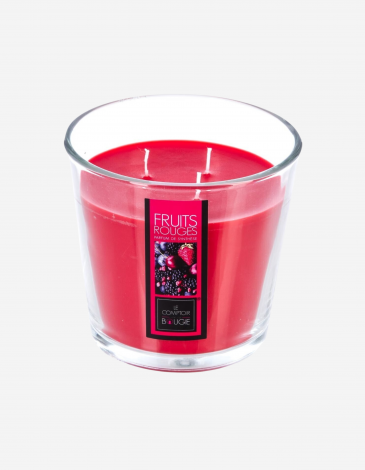 VELA PERFUMADA EN COPA DE FRUTA ROJA D13