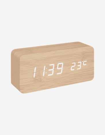 RELOJ DESPERTADOR "GAMIEL", MADERA Y COB