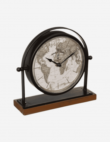 RELOJ DE SOBREMESA "FLAVIA", METAL Y MAD