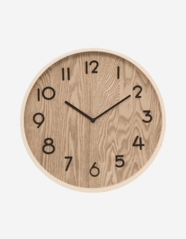 RELOJ "IVANA", MADERA Y CRISTAL, D38 CM