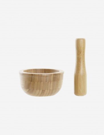 MORTERO SET 2 BAMBÚ NATURAL 12.5X6.3CM