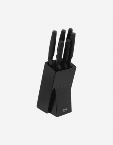 BLOQUE DE 5 CUCHILLOS NEGROS CARACTERE