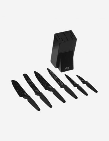 BLOQUE DE 5 CUCHILLOS NEGROS CARACTERE