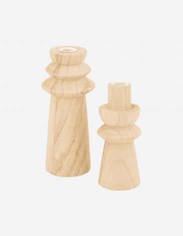 SET DE 2 PORTAVELAS DE MADERA