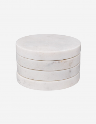 JUEGO DE 4 POSAVASOS DE MÁRMOL BLANCO