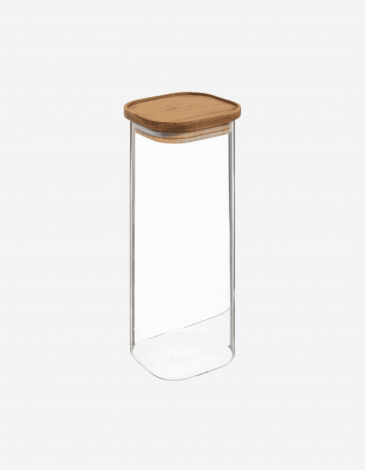TARRO DE CRISTAL Y ACACIA HERMET 2L