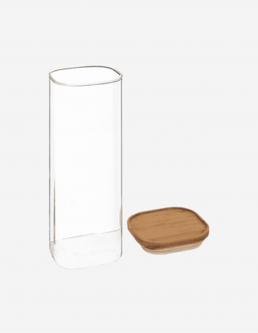 TARRO DE CRISTAL Y ACACIA HERMET 2L