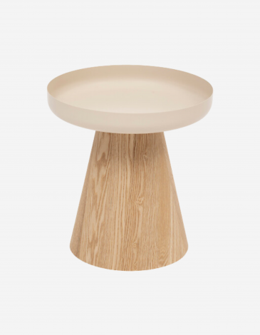MESA DE CAFÉ HERCYNA MADERA Y METAL BEIGE