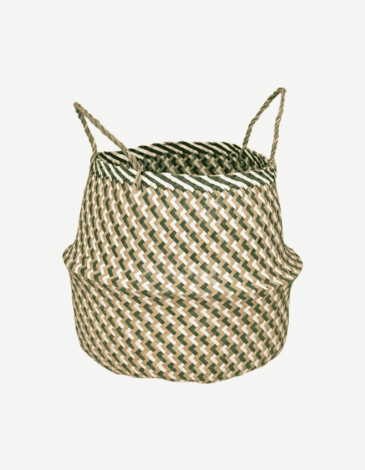 CESTA PLEGABLE ELIE 35CM CAÑA VERDE
