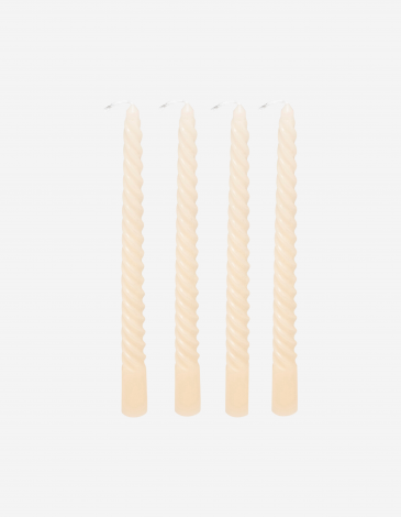 SET DE 4 VELAS ESPIRAL HUGO 25CM MARFIL