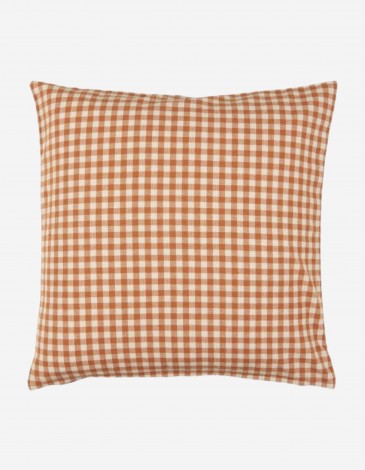FUNDA DE COJÍN LUCA 50X50 CUADROS MARRÓN