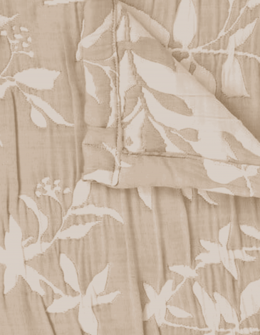 COLCHA DE FLORES 240X260 BEIGE LINO