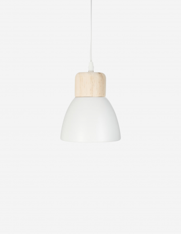 LÁMPARA COLGANTE DESY METAL Y MADERA BLANCA