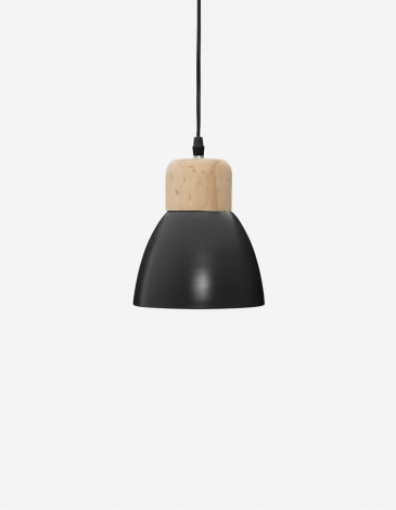 LÁMPARA COLGANTE DESY METAL Y MADERA NEGRA