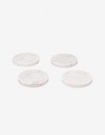 JUEGO DE 4 POSAVASOS DE MÁRMOL BLANCO