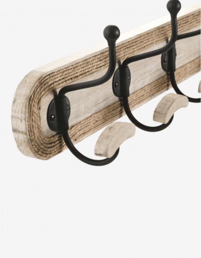 PERCHERO PARED MANGO CUERDA 4 GANCHOS