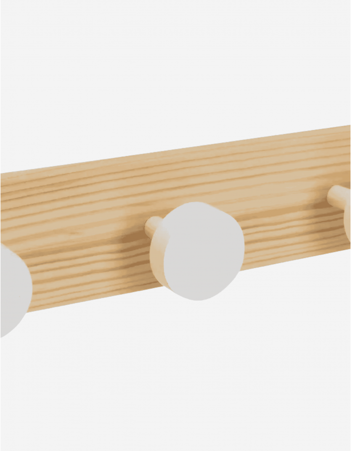 PERCHERO 4 GANCHOS BLANCOS PINO