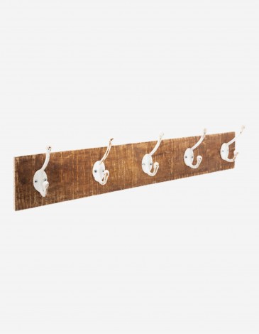 PERCHERO PARED MADERA 5 GANCHOS 