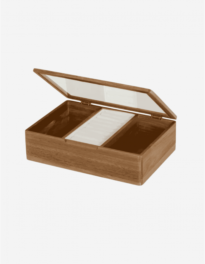 JOYERO MADERA-CRISTAL 24X16 CM