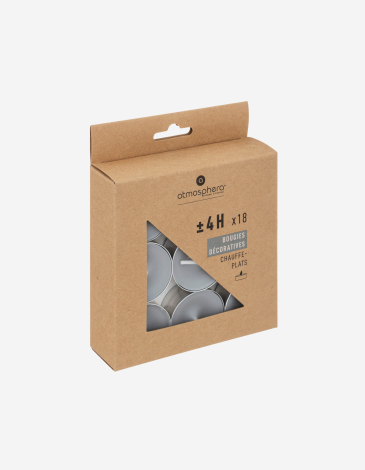 LOTE DE 18 VELAS DE TE "HUGO" GRIS CLARO