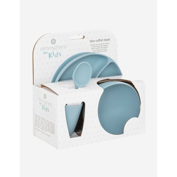 SET DE COMIDA 4 PZAS SILICONA AZUL KIDS 