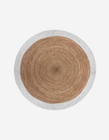 ALFOMBRA REDONDA CON BORDE BLANCO.