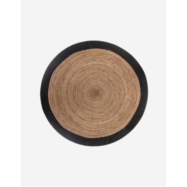 ALFOMBRA REDONDA CON BORDE NEGRO.