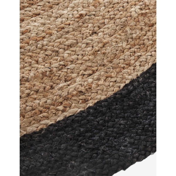 ALFOMBRA REDONDA CON BORDE NEGRO.