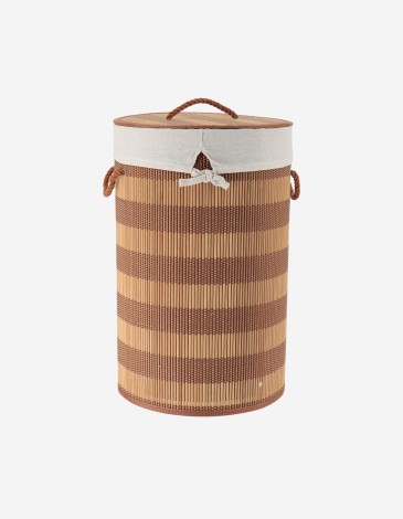 CESTA ROPA PLEGABLE BAMBú/ALGOD. MARRÓN