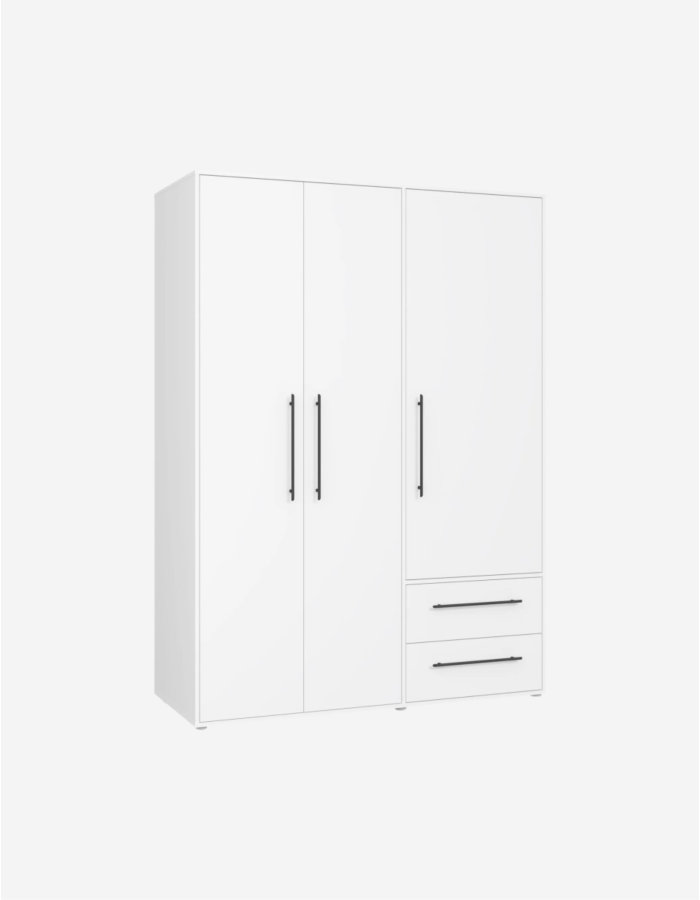 ARMARIO 3P CON CAJONES BLANCO 145X200 