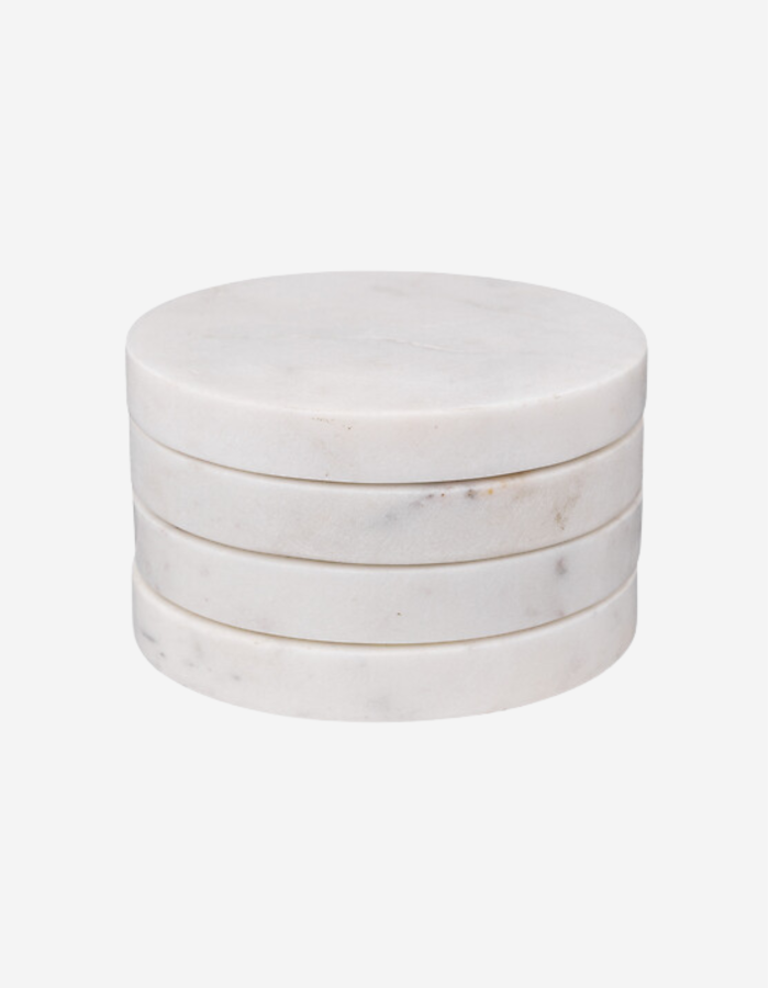 JUEGO DE 4 POSAVASOS DE MÁRMOL BLANCO