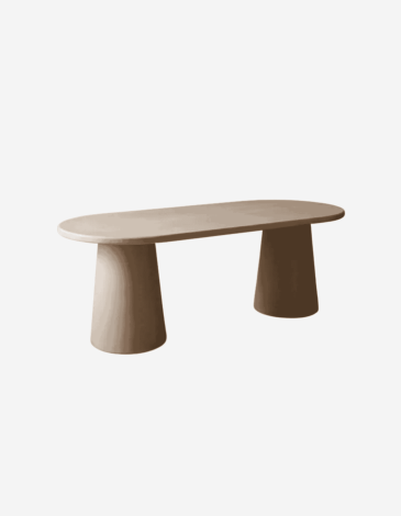 MESA DE COMEDOR OVALADA DE MICROCEMENTO TONO BEIGE