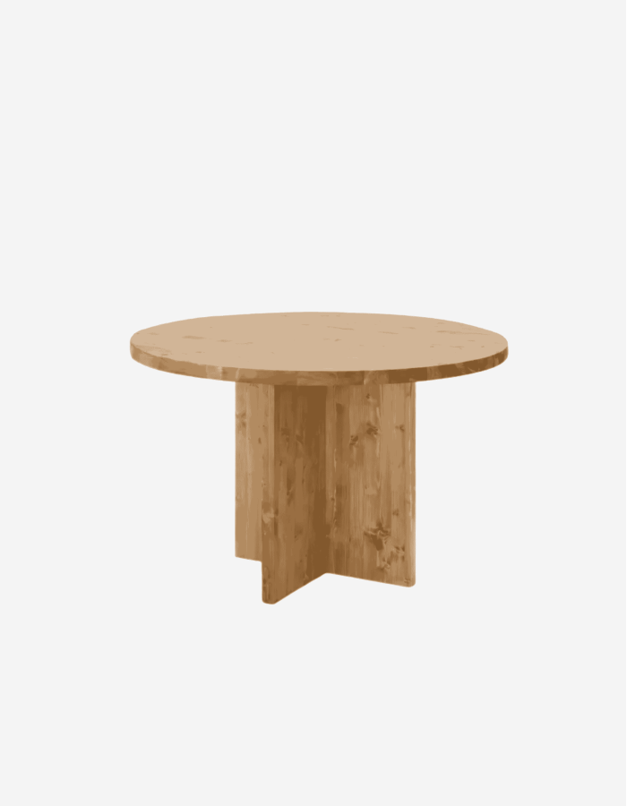MESA DE COMEDOR REDONDA DE MADERA MACIZA EN TONO R