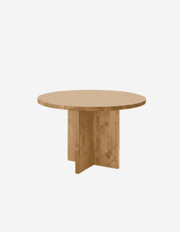 MESA DE COMEDOR REDONDA DE MADERA MACIZA EN TONO R