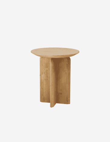 MESA AUXILIAR DE MADERA MACIZA EN TONO ROBLE MEDIO