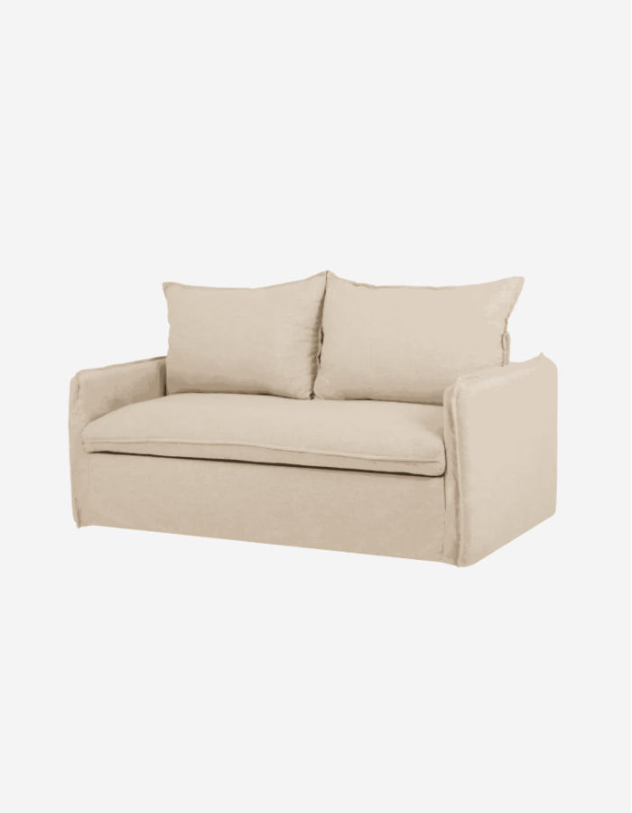 SOFÁ CAMA DE ALGODÓN Y LINO DESENFUNDABLE BEIGE 18