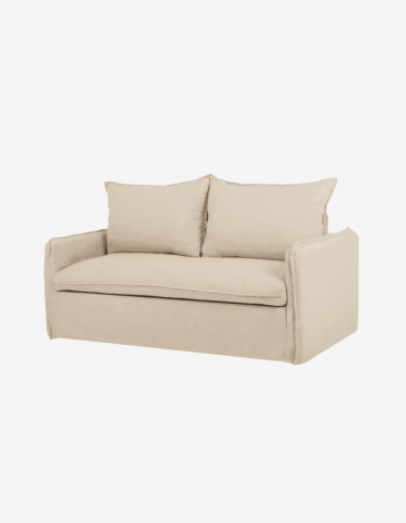 SOFÁ CAMA DE ALGODÓN Y LINO DESENFUNDABLE BEIGE 18