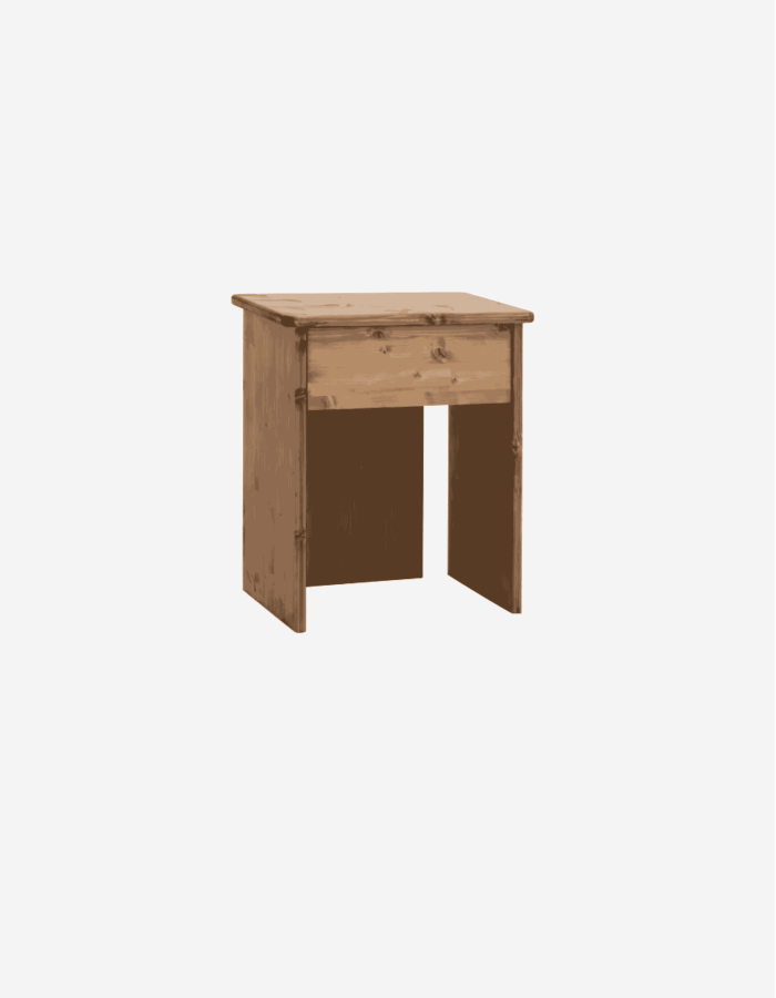 MESITA DE NOCHE DE MADERA MACIZA EN TONO ROBLE OSC