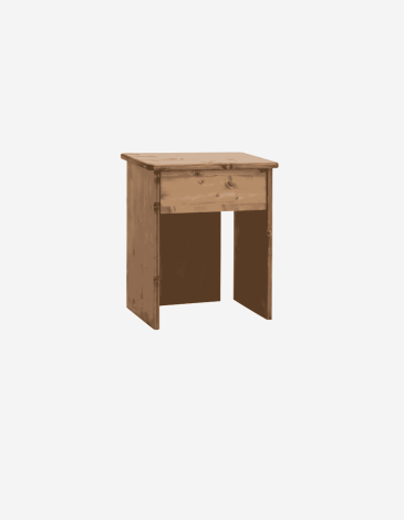 MESITA DE NOCHE DE MADERA MACIZA EN TONO ROBLE OSC