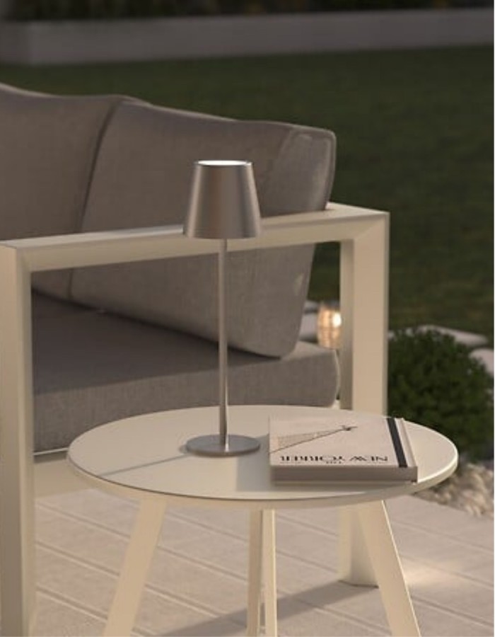 LAMPARA EXTERIOR CODY ALTO 36CM METAL PLATEADO