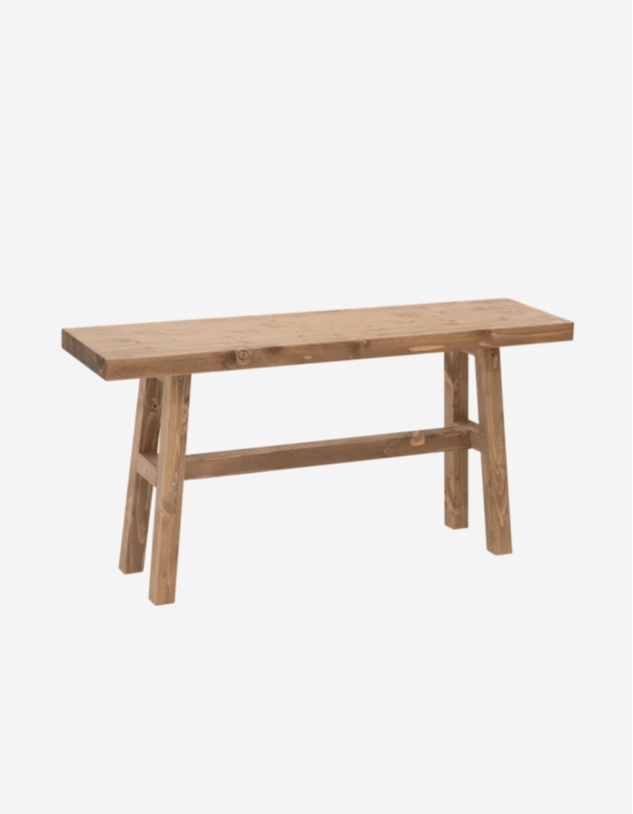 BANQUETA DE MADERA MACIZA EN TONO ROBLE OSCURO DE 