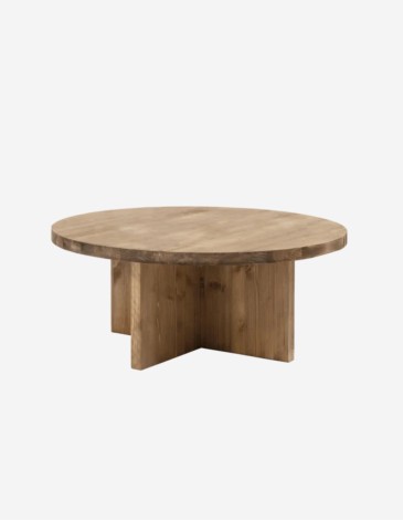 MESA DE CENTRO REDONDA DE MADERA MACIZA ACABADO RO