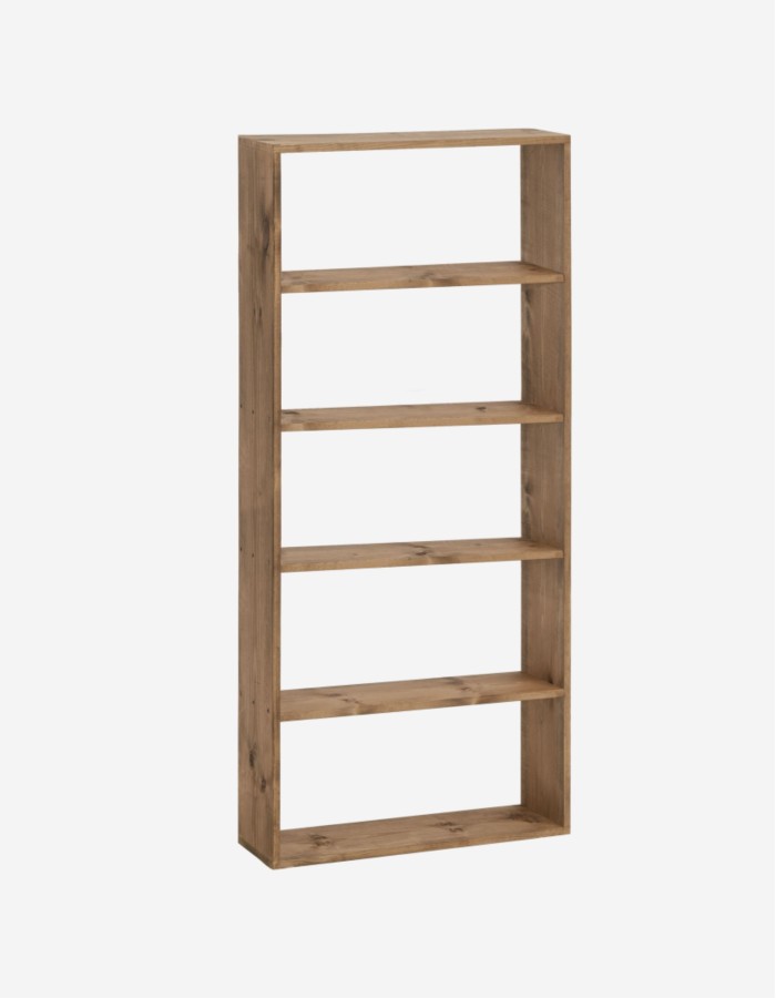 ESTANTERÍA DE MADERA MACIZA TONO ROBLE OSCURO CON 
