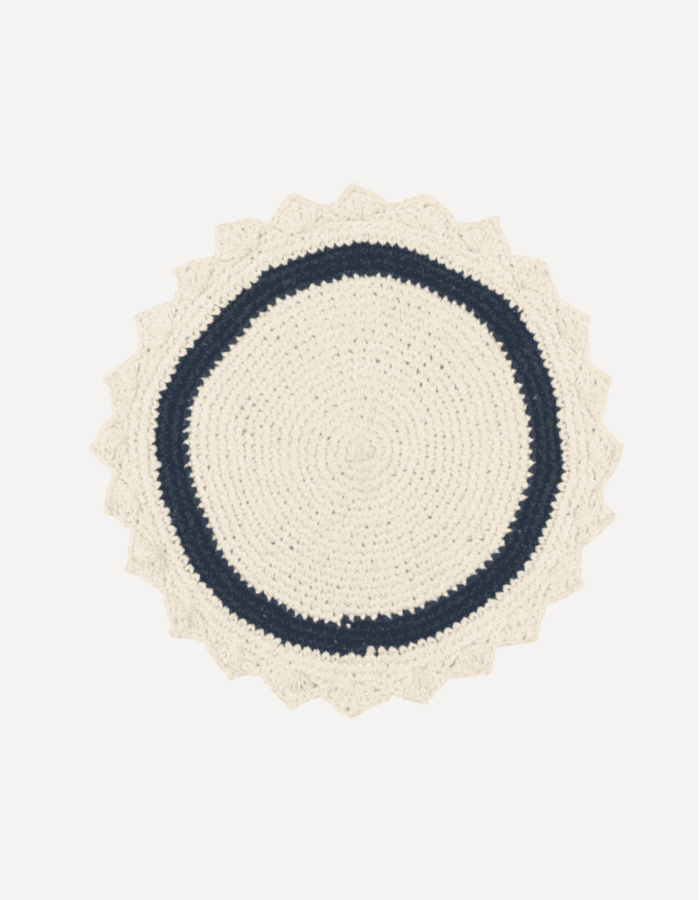 MANTEL INDIVIDUAL CROCHET AZUL MEDIANOCHE. 