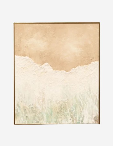 CUADRO BEIGE Y BLANCO DECORATIVO CON BASTIDOR DE M