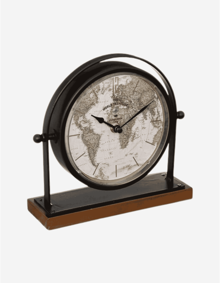 --RELOJ DE SOBREMESA "FLAVIA", METAL Y MAD