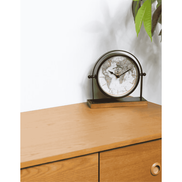 --RELOJ DE SOBREMESA "FLAVIA", METAL Y MAD