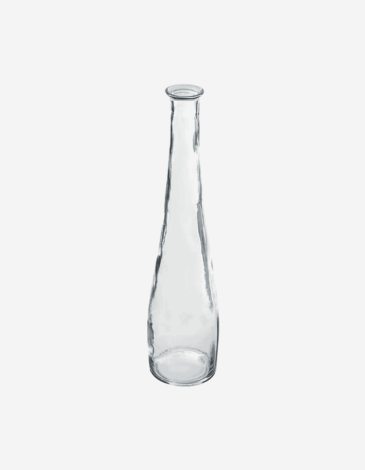 JARRÓN LARGO DE CRISTAL RECICLADO TRANSP