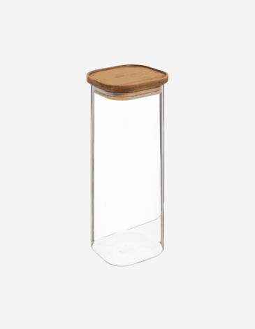 TARRO DE CRISTAL Y ACACIA HERMET 2L